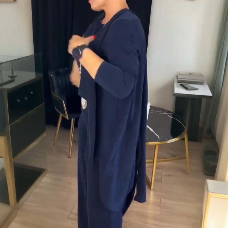 HENNY™ | 3-DELT SETT MED LANG CARDIGAN, TOPP OG BUKSE