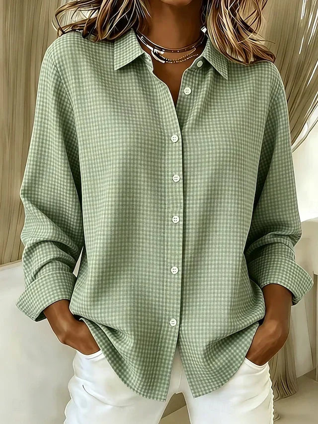 HILDUR™ | VINTAGE KNAPPEBLUSE — Salviegrønn