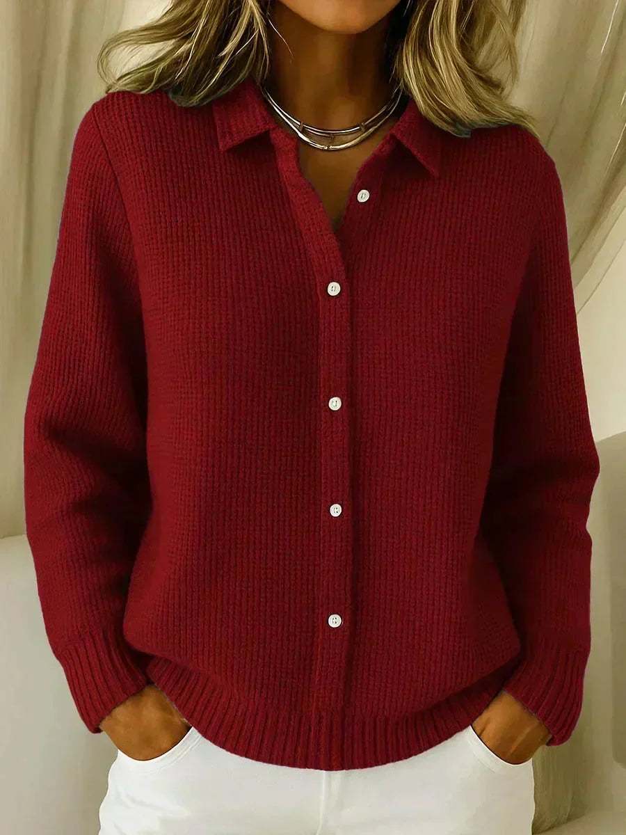 ROSANNE™ | STRIKKECARDIGAN — Wine Red