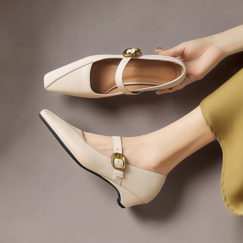 ZORAE™ | MARY JANE-HÆLSKO MED PANEL — Beige