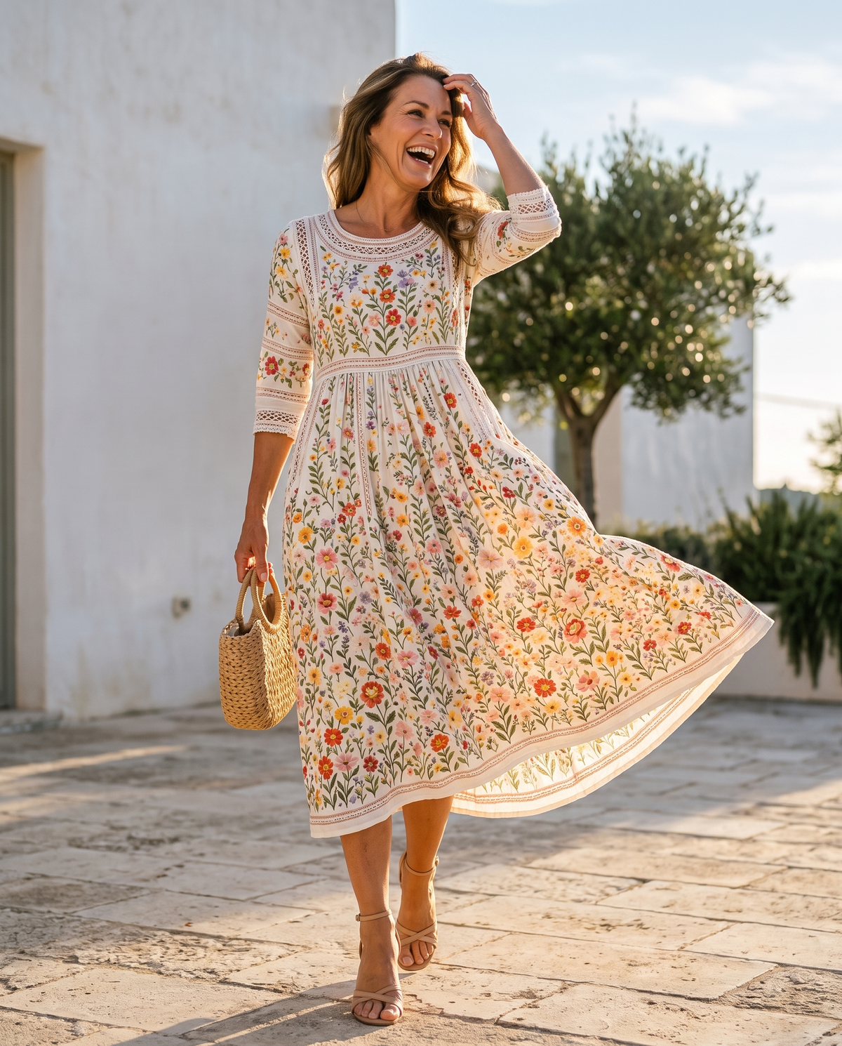 ELODIE™ | MARKBLOMST MAXI-KJOLE MED LOMMER — S (4–6)