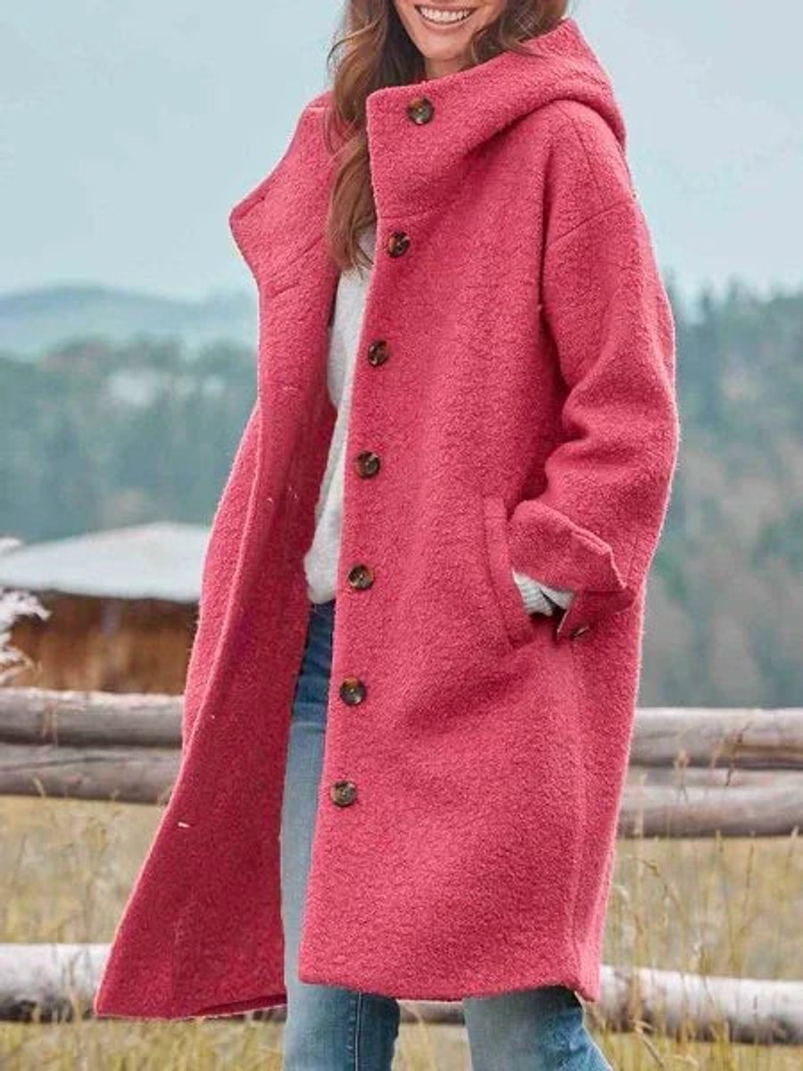 Eleanor™ Lang Kåpe med Hette — Rosa
