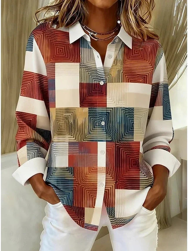 MERRITT™ | VINTAGE KNAPPEBLUSE — Flerfarget